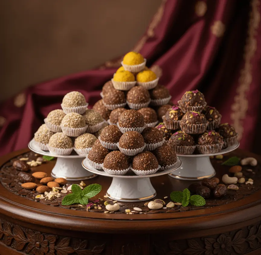 Assorted Maharashtrian laddoos made by Shobha Chi Rasoi